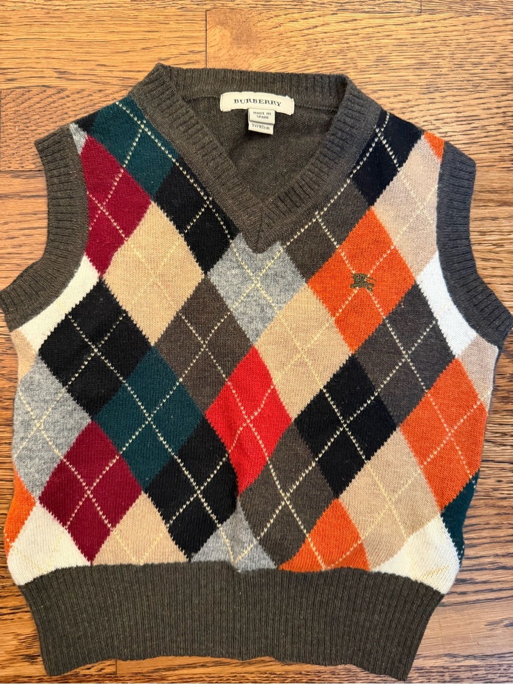 Burberry Men’s Multicolor Argyle Wool V-Neck Sweater Vest
